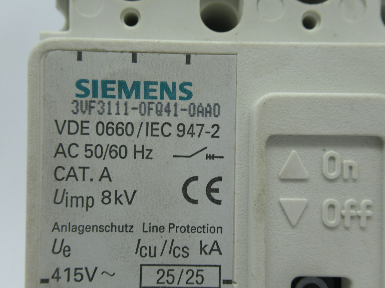 Siemens 3VF3111-0FQ41-0AA0 Circuit Breaker 80A 415V 3Pole 50/60Hz NEW