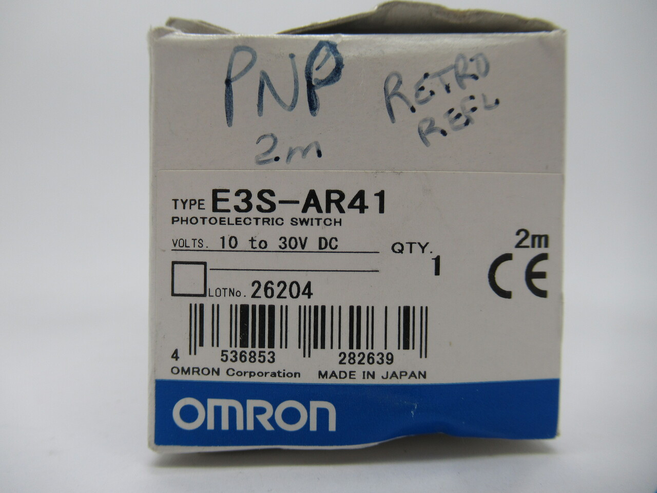 Omron E3S-AR41 Retro-Reflective Photoelectric Sensor 10-30VDC 0.1-2m 2m NEW