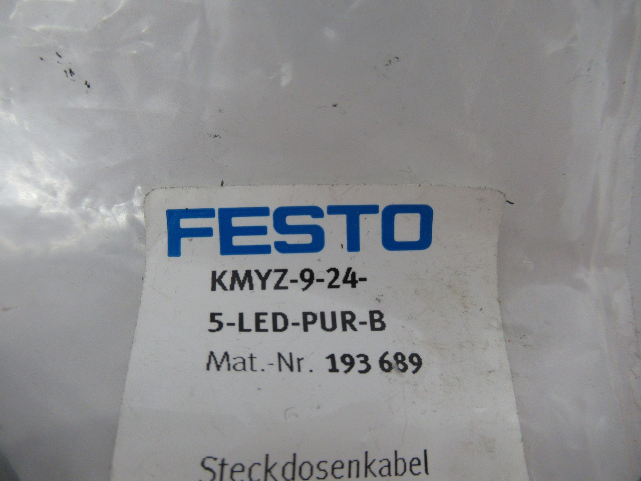 Festo 193689 KMYZ-9-24-5-LED-PUR-B Solenoid Valve Cable 5m *Hole in Bag* NWB