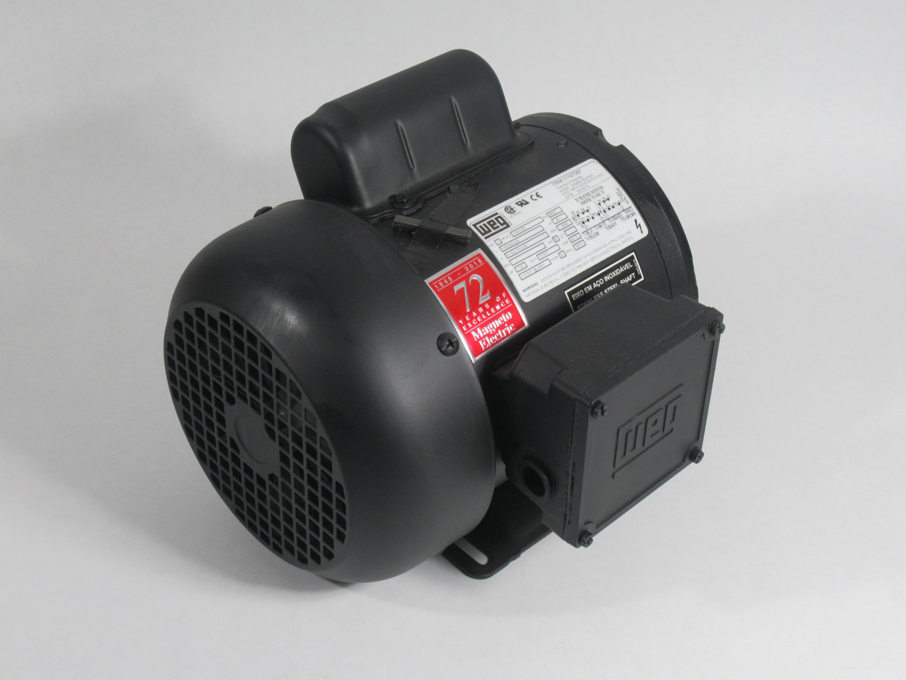 Weg 1/3HP 3490RPM 115/208-230V B56C TEFC 1ph 5.7/2.7-2.85A 60Hz USED