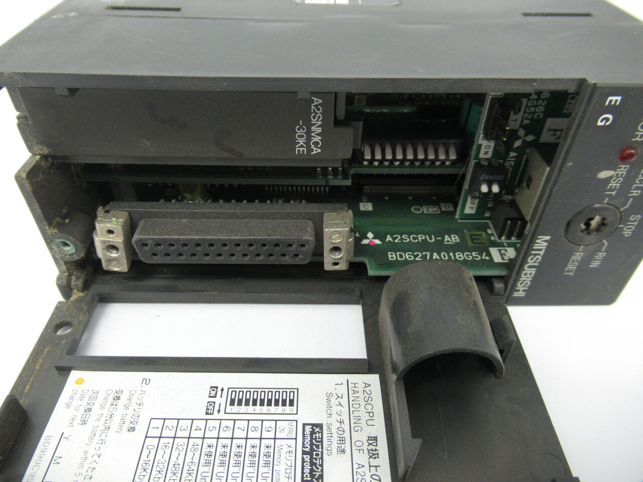 Mitsubishi A2S-CPU CPU Module w/Keys 512 I/O *No Battery/Rust on Case* USED