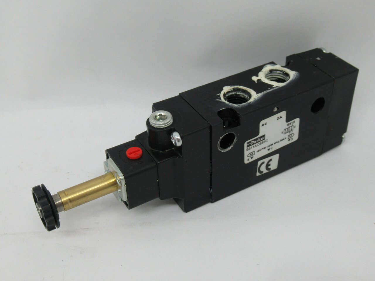 Parker B511ACB53C Single Solenoid Electric Over Air Valve 4Way 1/4" NPT USED