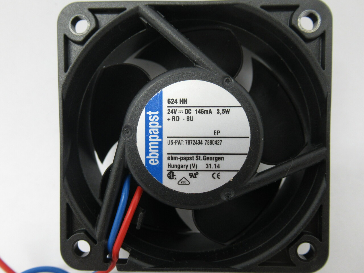 Ebm-Papst 624HH Axial Fan 60x60x25.4mm 24VDC 146mA 3.5W NOP