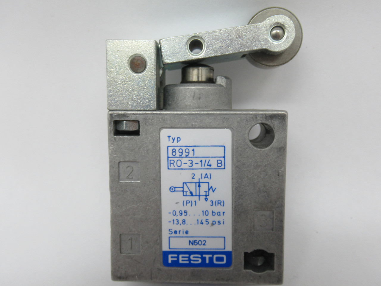 Festo 8991 RO-3-1/4-B Roller Lever Valve 0.95-10 bar 13.8-145 psi G1/4 NOP