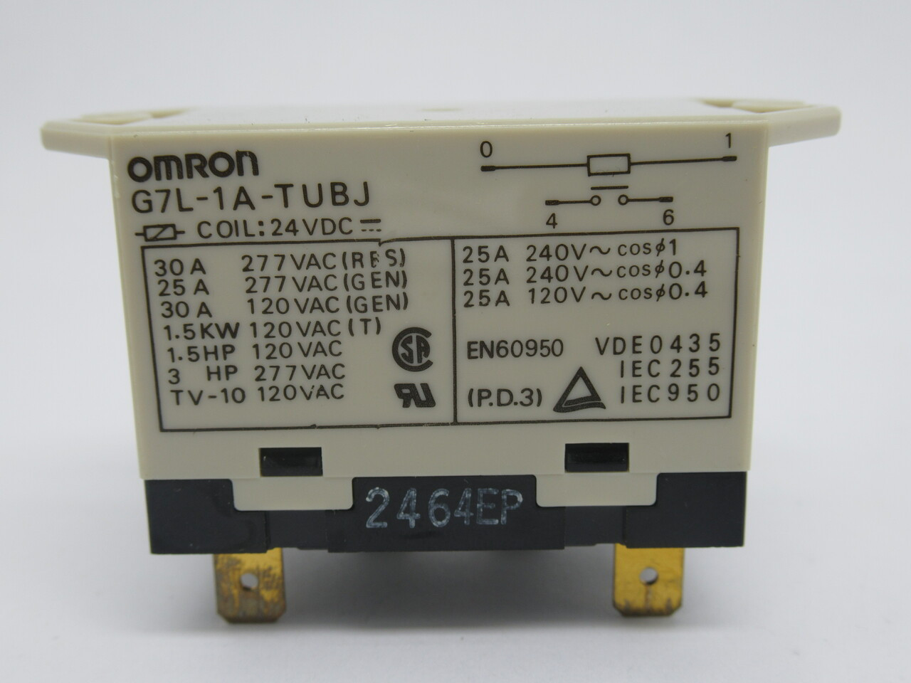 Omron G7L-1A-TUBJ Relay 24VDC Coil 120VAC 30A USED