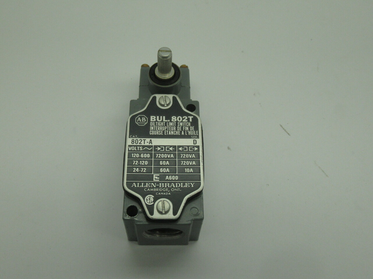 Allen-Bradley 802T-A Series D Limit Switch Z-16065 Operating Head NOP