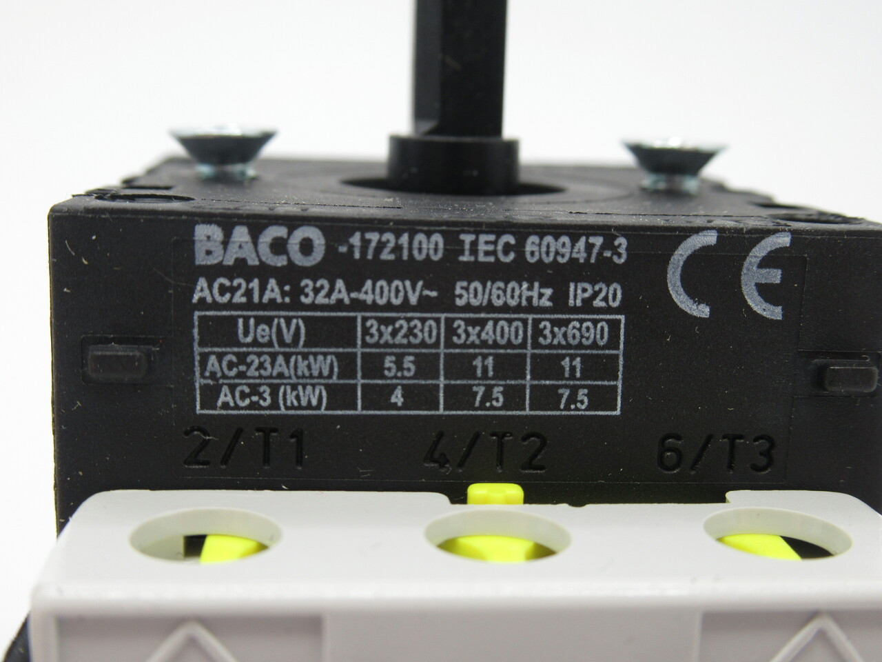 Baco 222-103 Disconnector Switch 32Amp 3 Pole 600V Red/Yellow 0172101 NEW