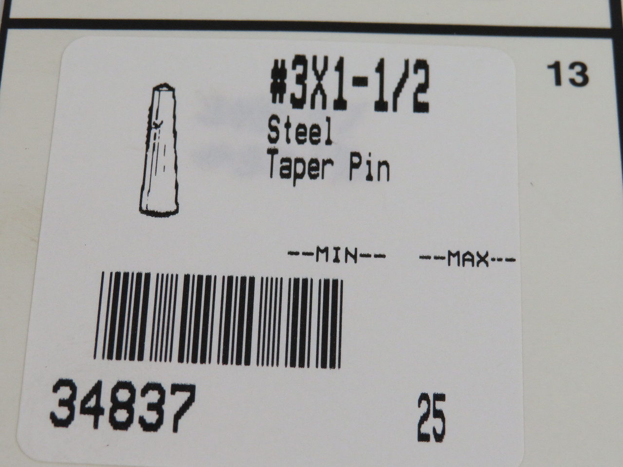 Barnes 34837 Steel Taper Pin #3 x 1-1/2" *Stained* Lot of 9 NOP