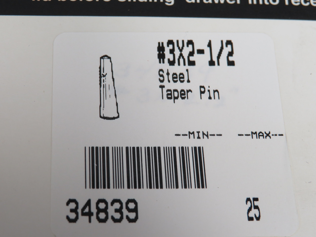 Barnes 34839 Steel Taper Pin #3 x 2-1/2" Lot of 17 NOP