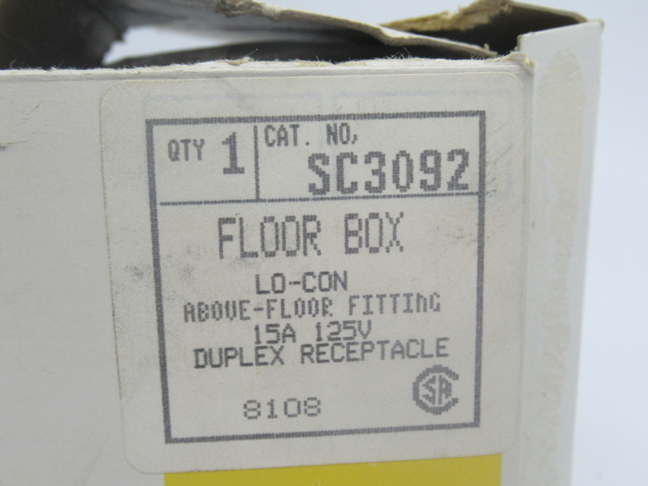 Hubbell SC3092 Receptacle Floor Box 15Amp 125 VAC NEW