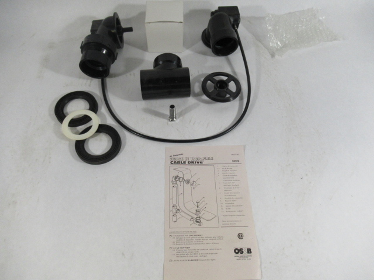 OS&B 6342CK-CP Bath Waste & Overflow Cable-Driven Kit MISSING CONTROL ARM NEW