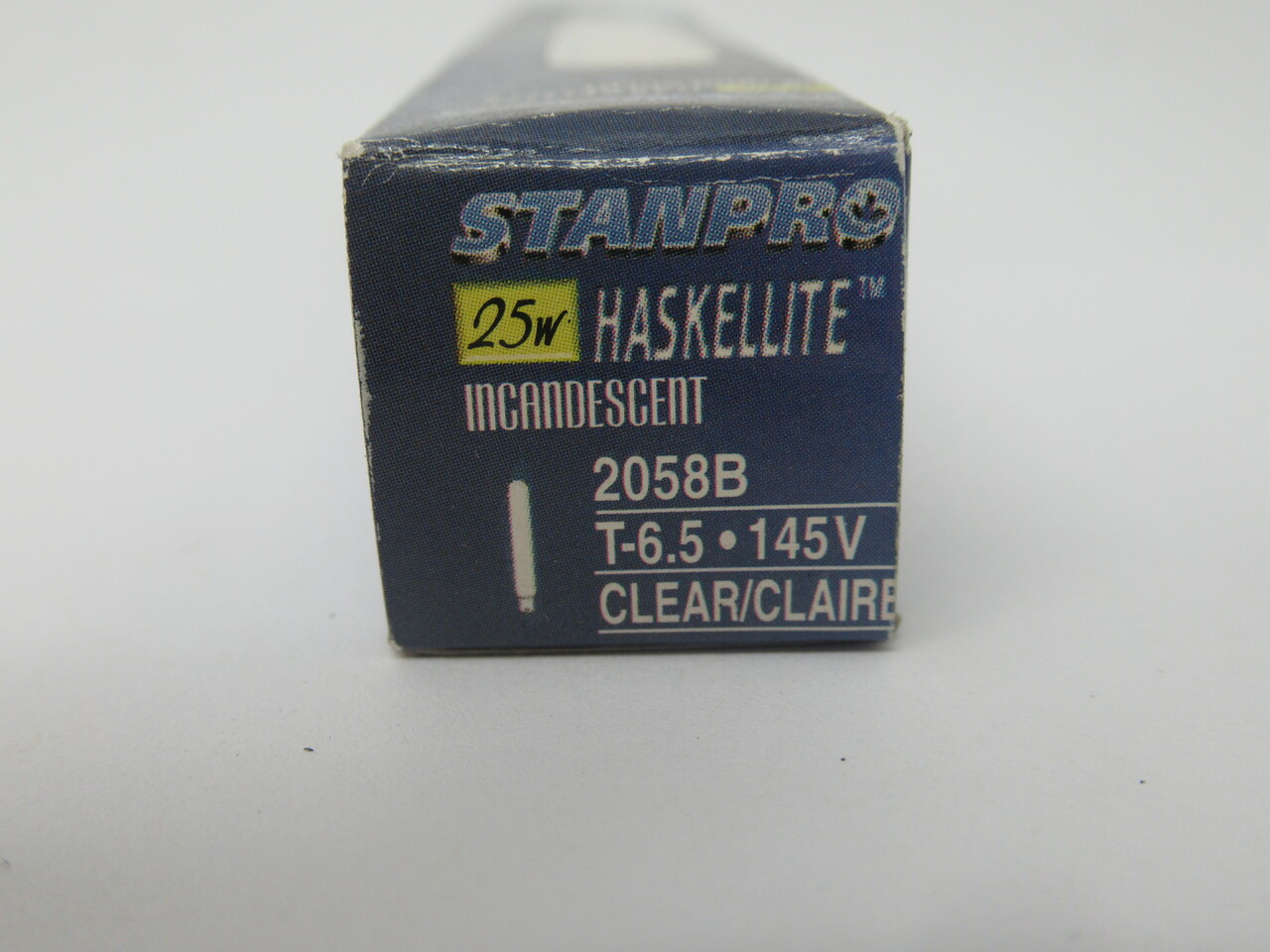 Haskellite 2058B Clear Incandescent Light Bulb T.6.5 145V 25W 7500Hrs. NEW