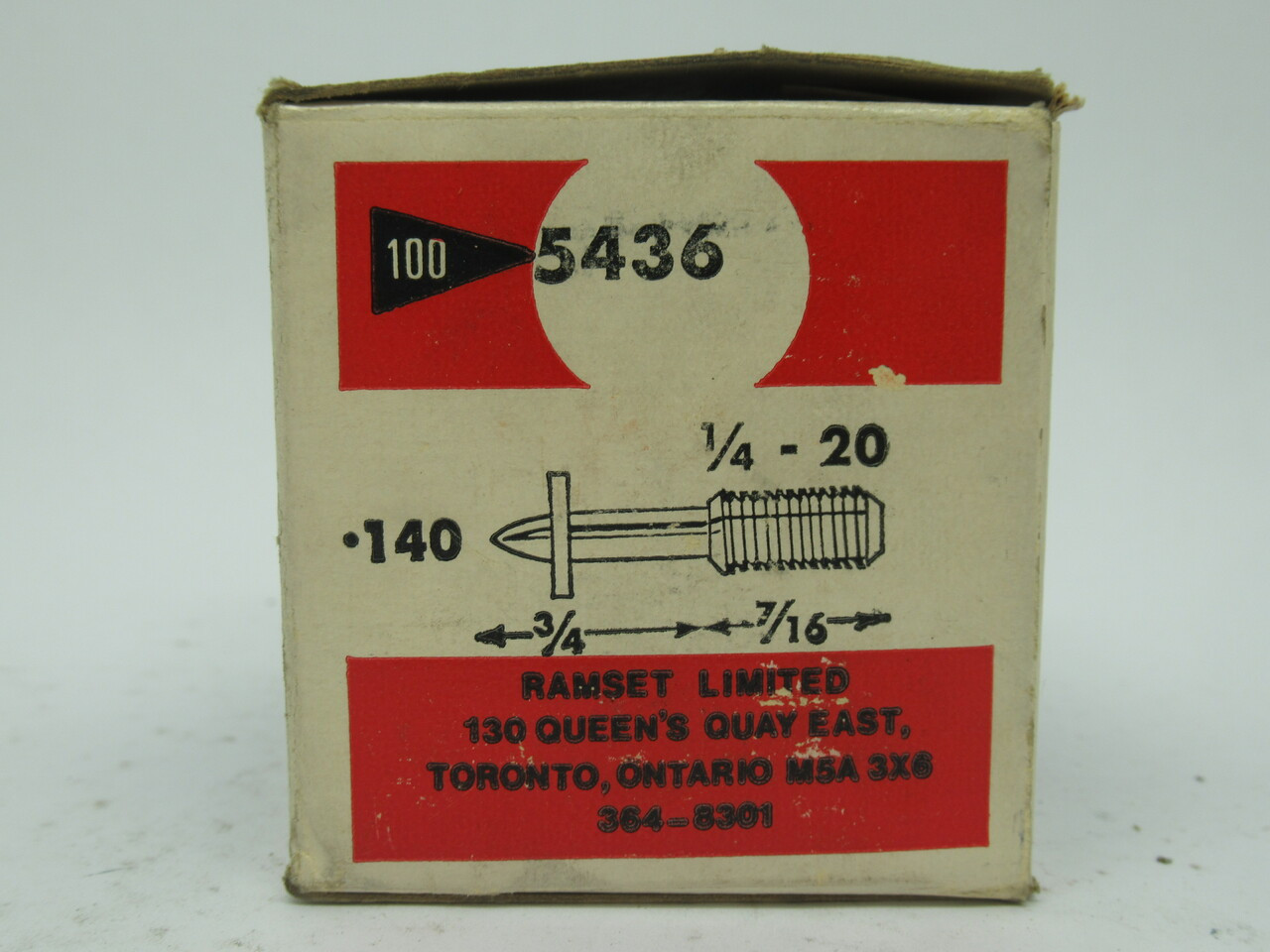 Ramset 5436 Fastener Pin 3/4"L 7/16"Thread Length 1/4"W Lot Of 100 NEW