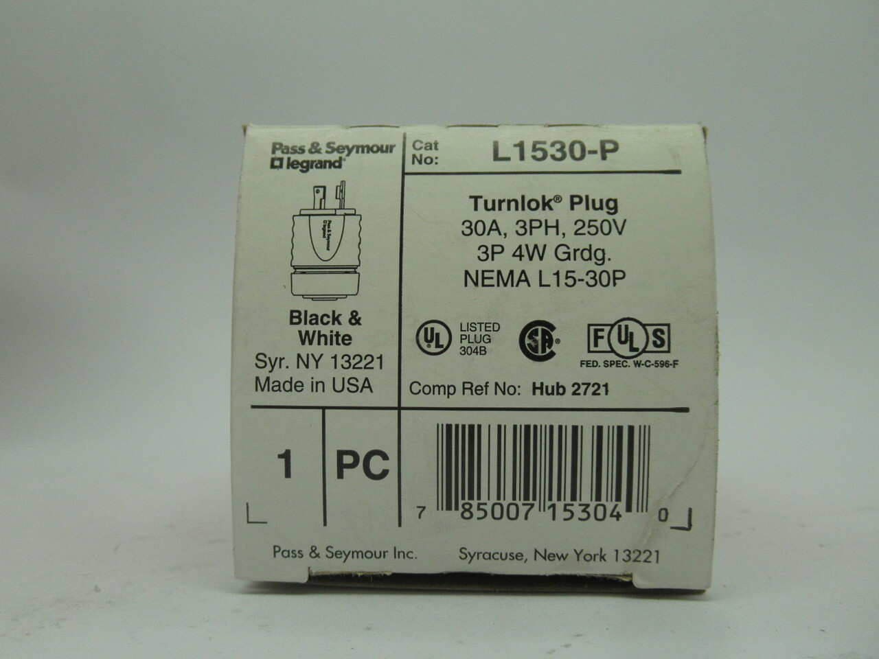 Pass & Seymour L1530-P Turnlock Plug 30A 3Ph 250V 3-Pos 4W Lot Of 10 NEW