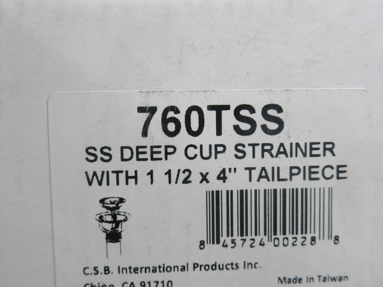 CSB 760TSS SS Deep Cup Strainer w/ 1-1/2 x 4" Tailpiece NEW