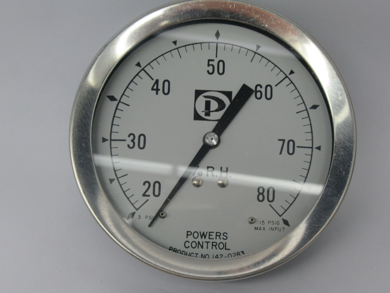 Powers Control 142-0283 Pressure Gauge w/Bracket 20-80% R.H. 3-15 psig NEW