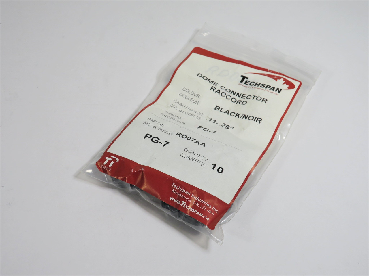Techspan RD07AA Liquid-Tight Strain Relief Connector PG-7 .11-.26" 8-Pack NWB