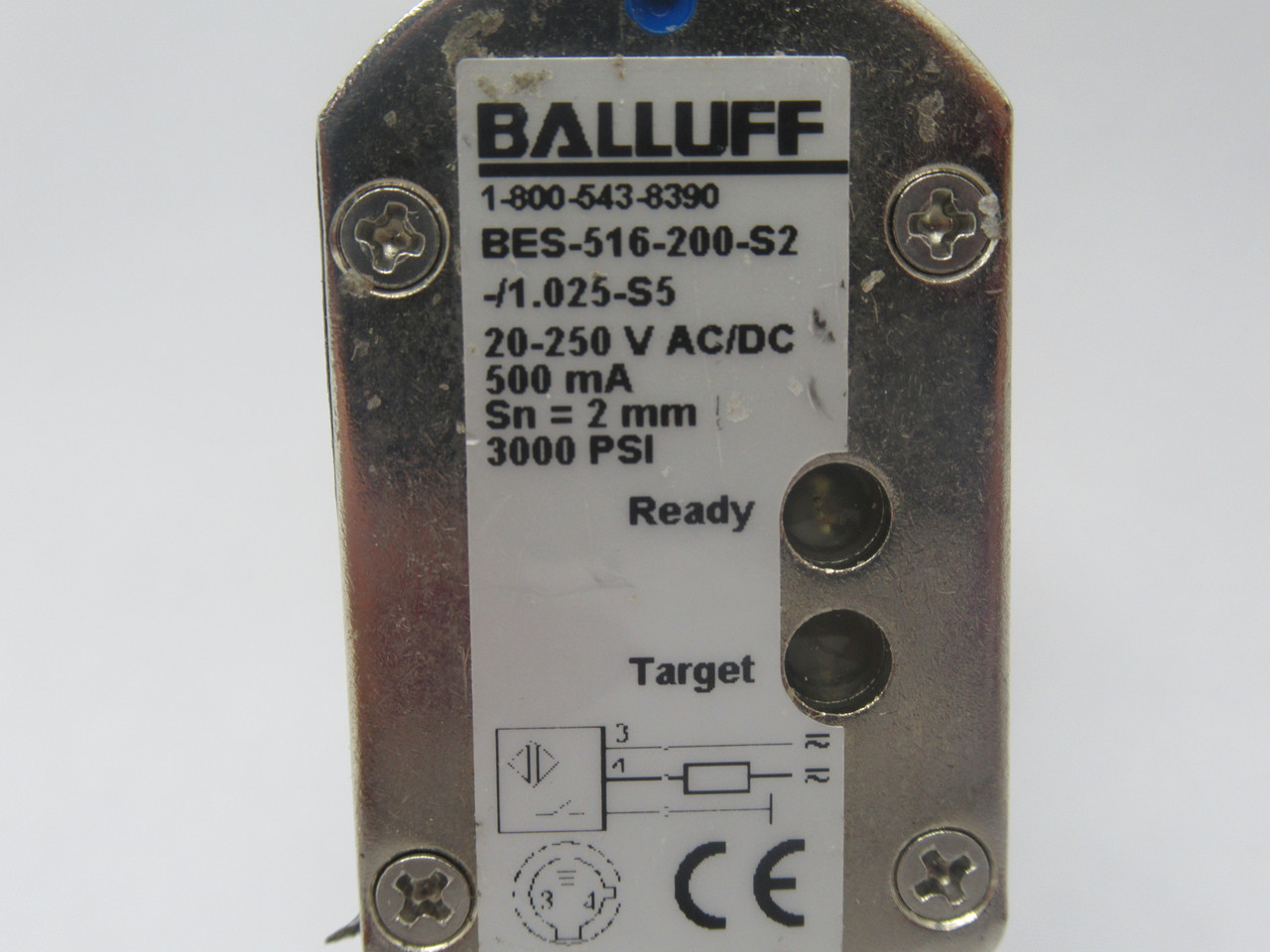 Balluff BES-516-200-S2-/1.025"-S5 Pressure Rated Sensor 20-250VAC/DC 2mm USED