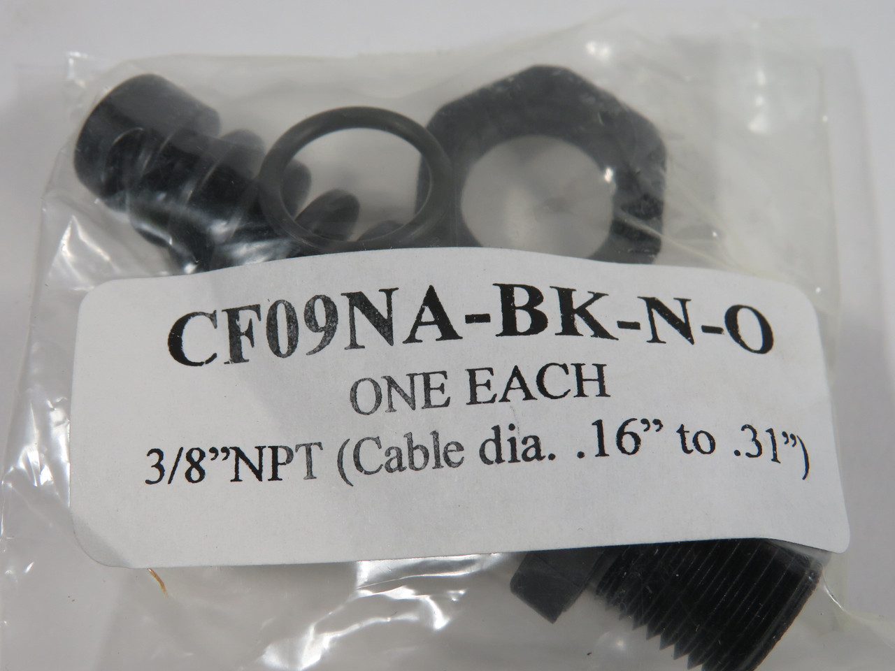 Sealcon CF09NA-BK-N-O Nylon Strain Relief Fitting 3/8"NPT 0.16-0.13" Lot/10 NWB