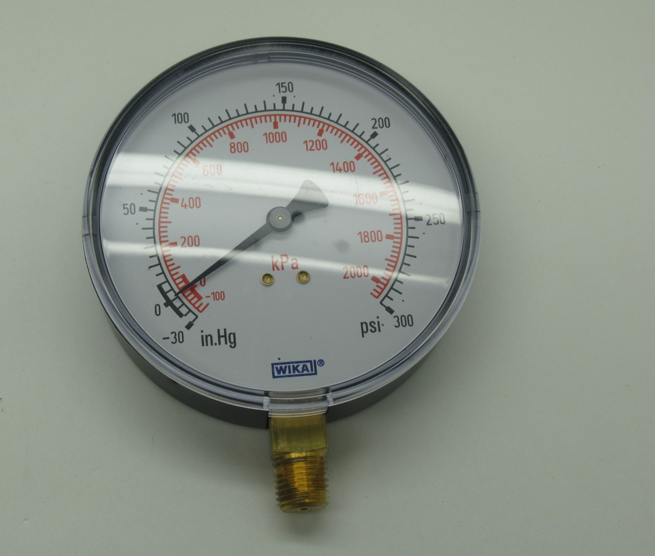 Wika 9843973 Pressure Gauge 111.10 4.0" -30 inHg 300Psi 1/4" NPT Lower Mount NEW