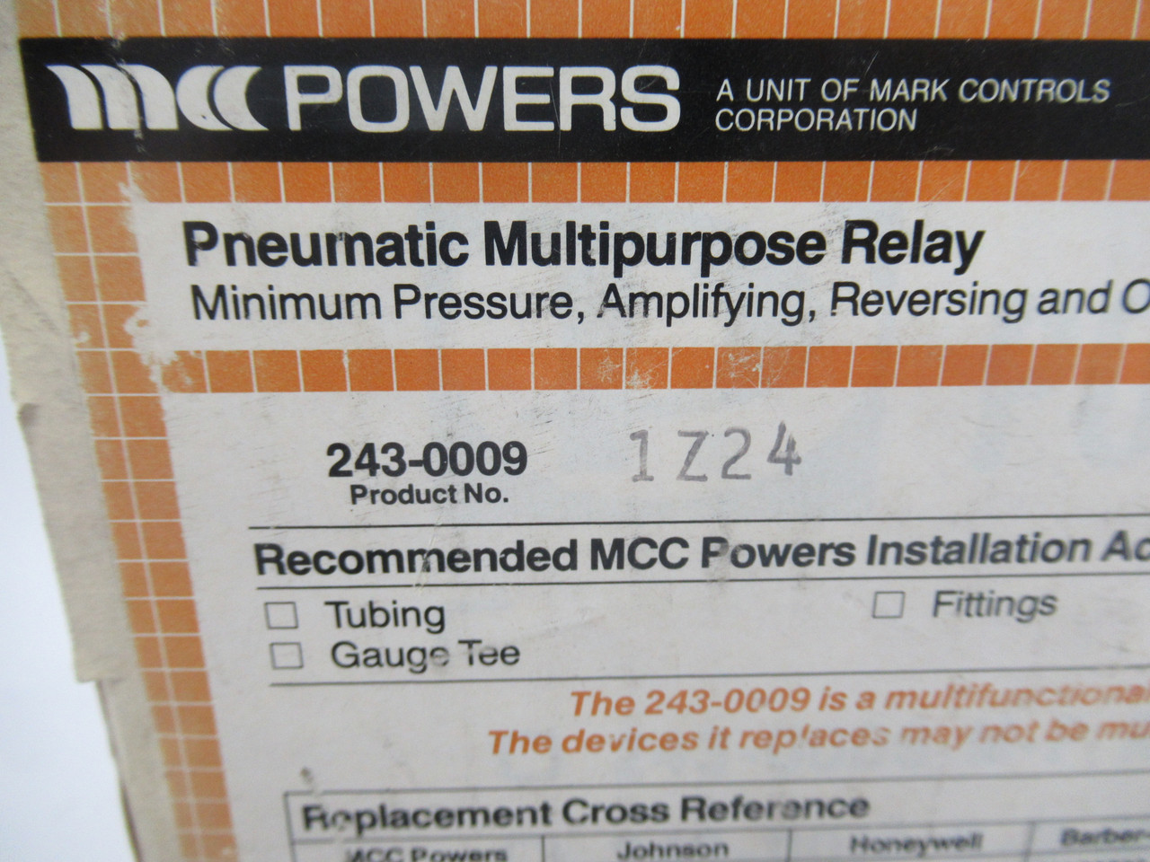 Powers 243-0009 RL243 Pneumatic Multipurpose Relay 1/8" NPT 30 psi NEW
