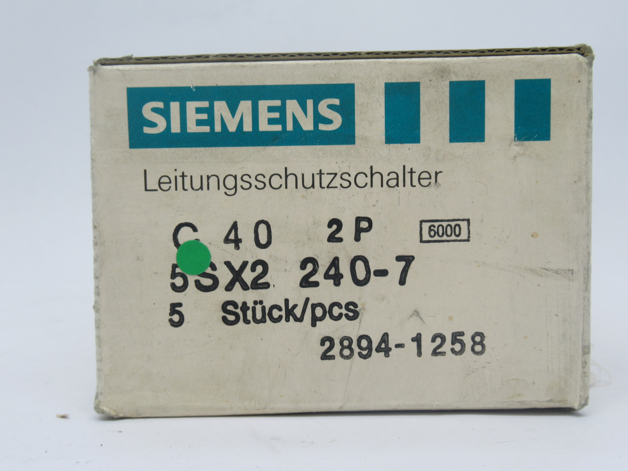 Siemens 5SX2240-7 Circuit Breaker C40 2-Pole 40A 480VAC 5-Pack NEW