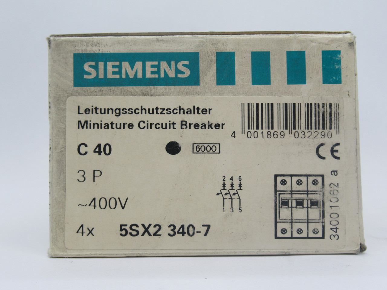 Siemens 5SX2340-7 Circuit Breaker C40 3-Pole 40A 480VAC 4-Pack NEW