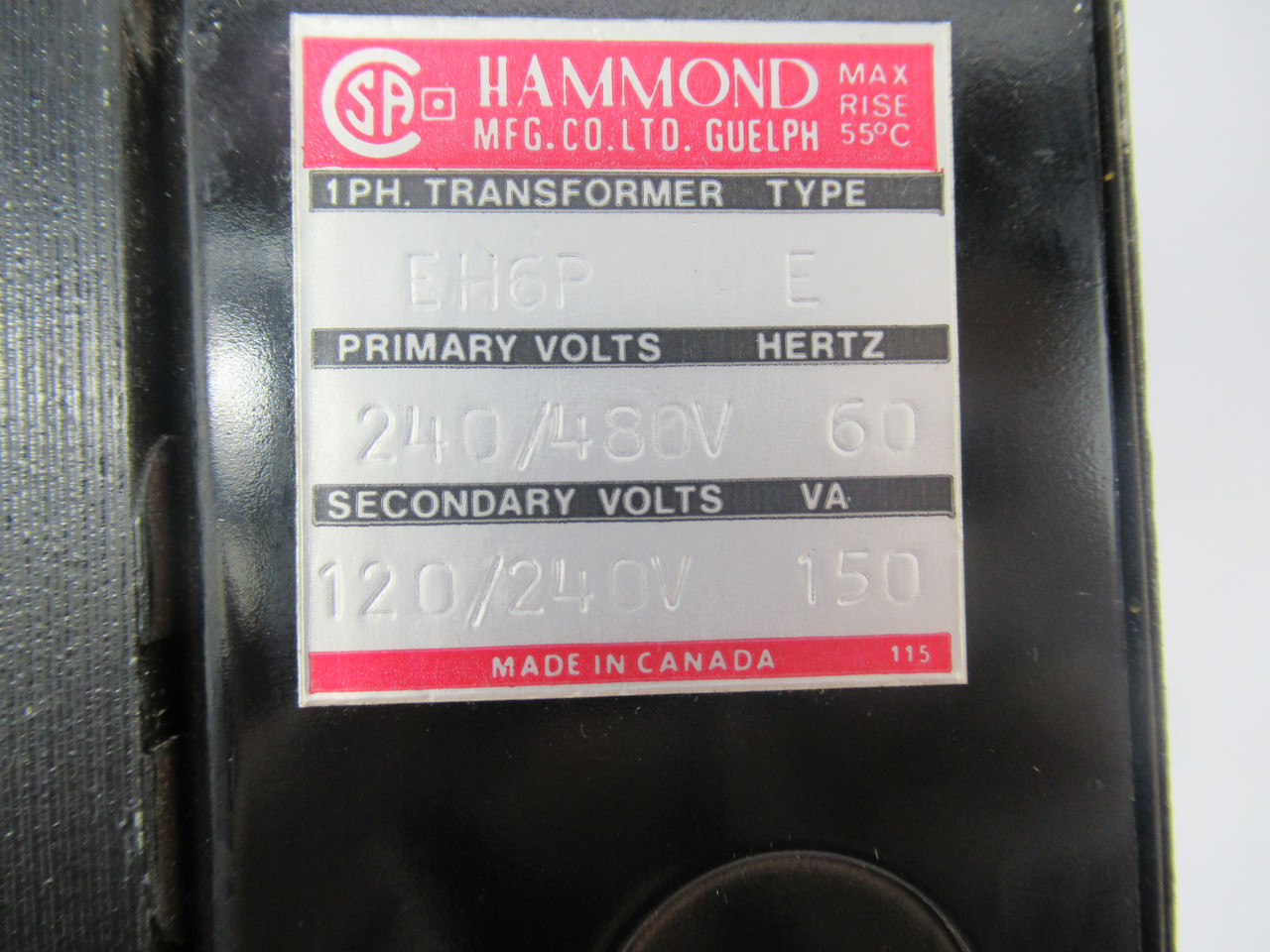 Hammond EH6P Type E Transformer 150VA Pri. 240/480V 60Hz Sec. 120/240V 1Ph USED