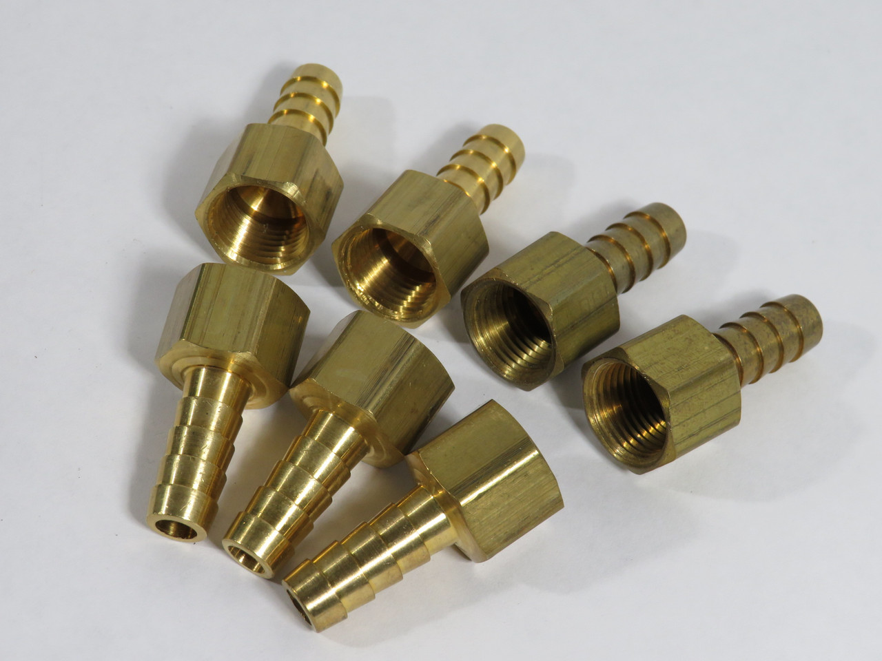 Generic Brass Barb Fitting 3/8" Hose ID x 3/8" Female NPT Lot of 7 NOP