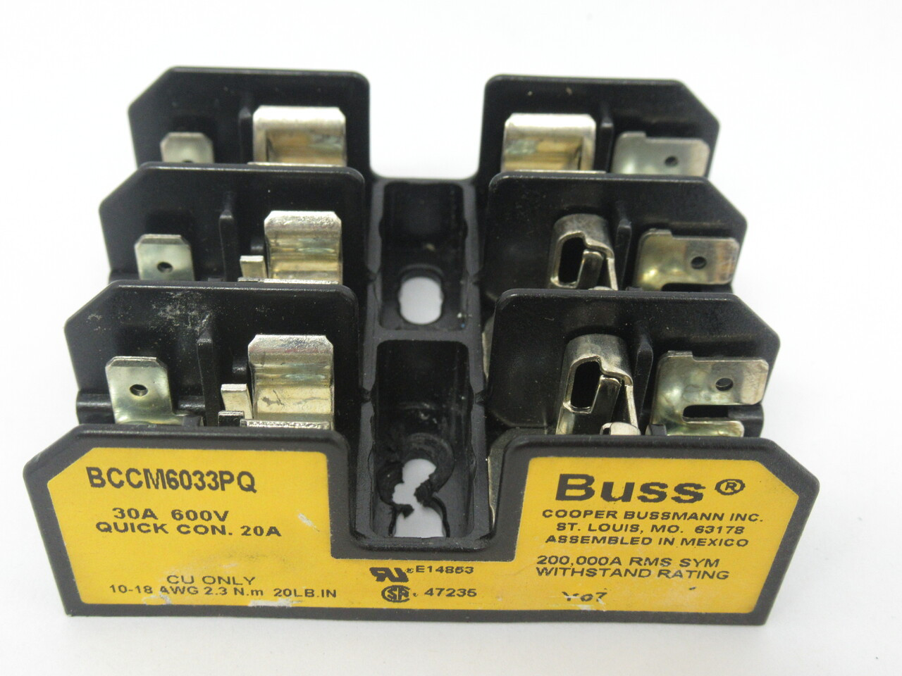 Bussmann BCCM6033PQ Fuse Holder 30A 600V 3P NOP