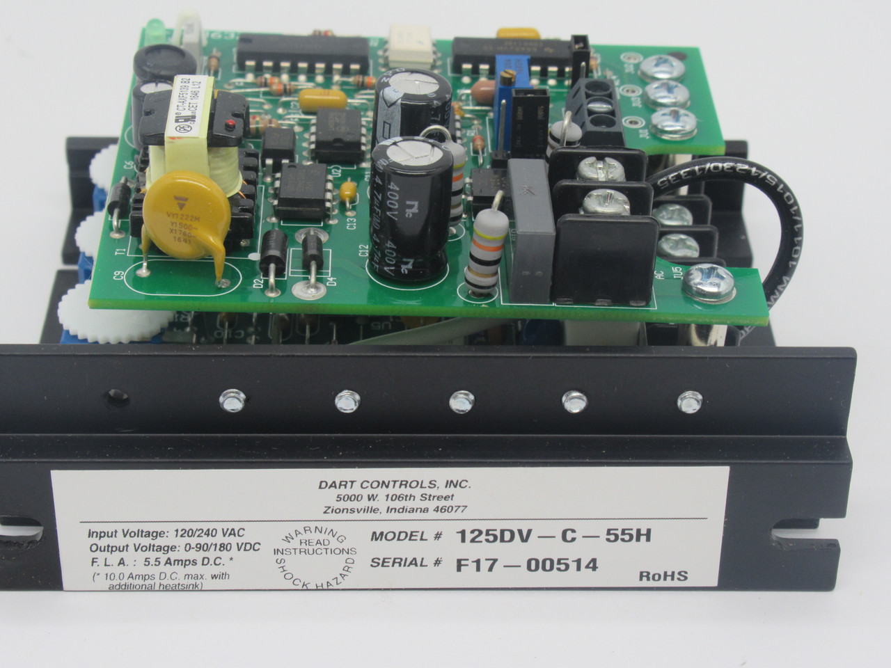 Dart Control 125DV-C-55H Speed Control Drive 120-240VAC 0-90/180VDC 5.5Amp NEW