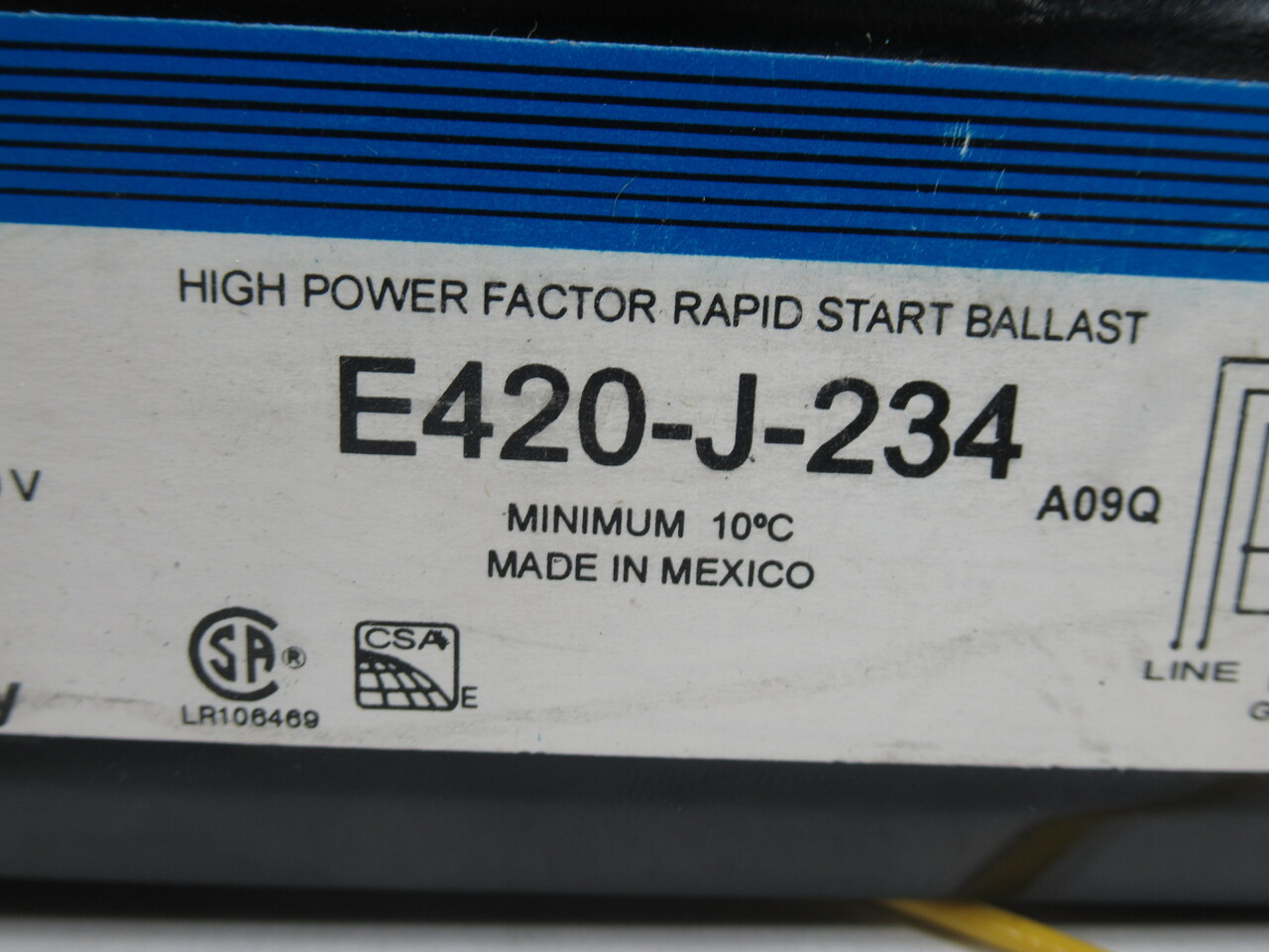 Sola E420-J-234 Rapid Start Ballast Class P 347V 0.27A 60Hz NOP