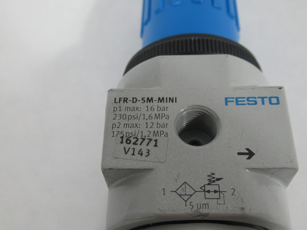 Festo LFR-1/4-D-5M-MINI 162719 Service Unit w/o Gauge 22ml 230 psi@1.6mPa USED