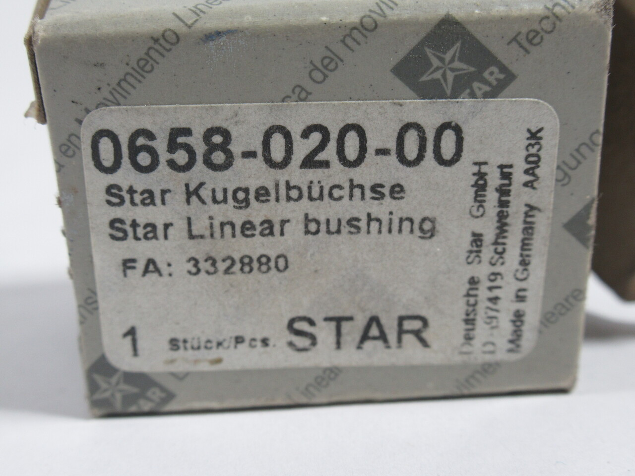 Star 0658-020-00 Linear Bushing 20mm x 28mm x 30mm *DAMAGED BOX* NEW