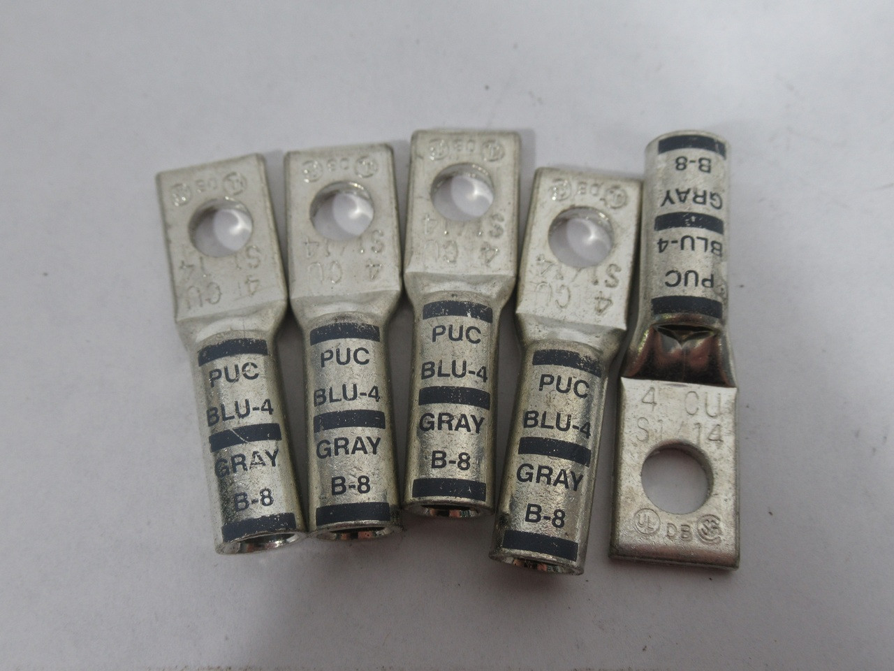 Penn Union BLU-4S1 Copper Compression Lug 1/4" Hole Gray 4AWG B-8 Lot of 5 NOP