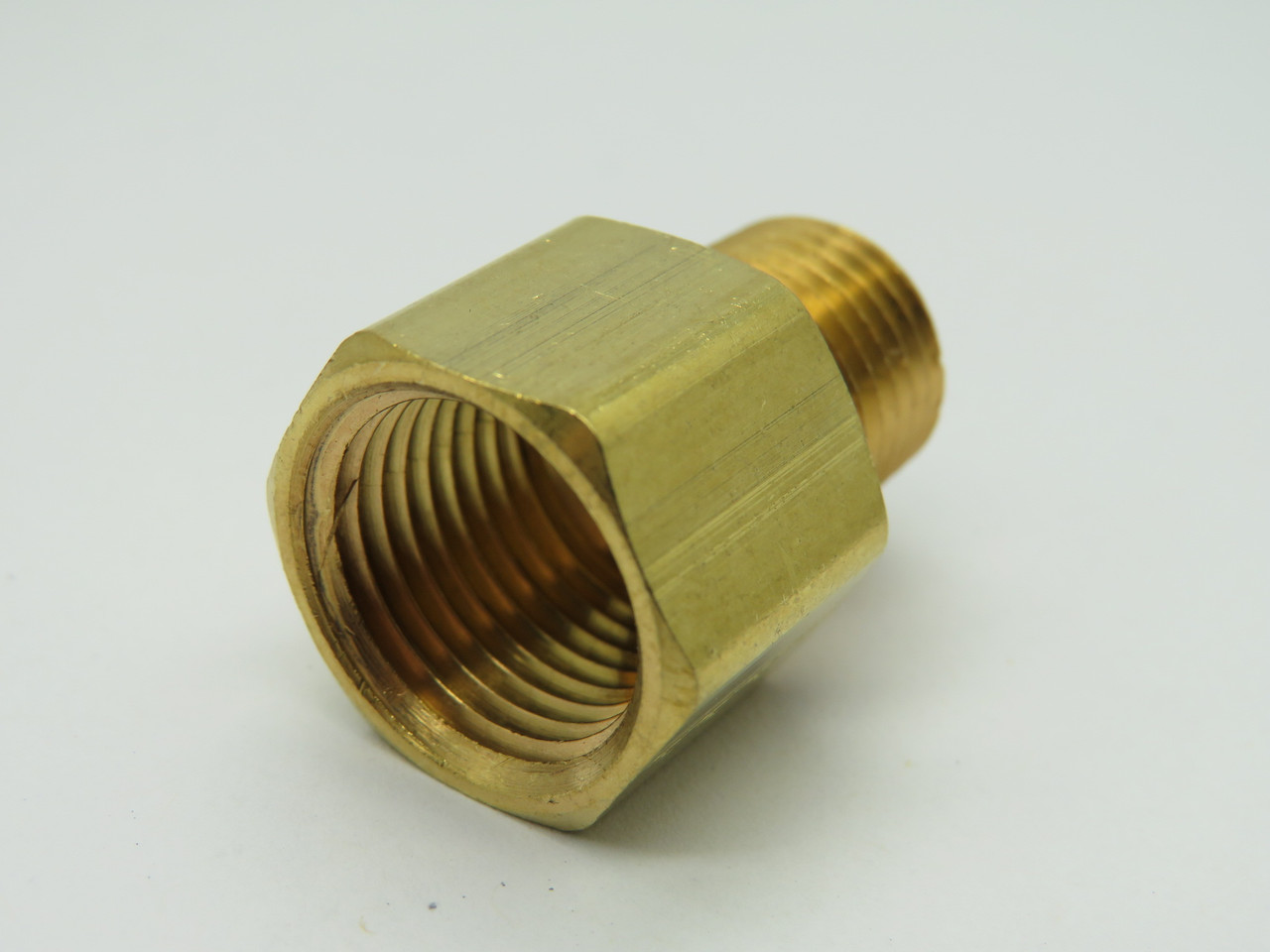 Generic Brass Pipe Adapter 1/4" Male NPT x 3/8" Female NPT Lot of 9 NOP