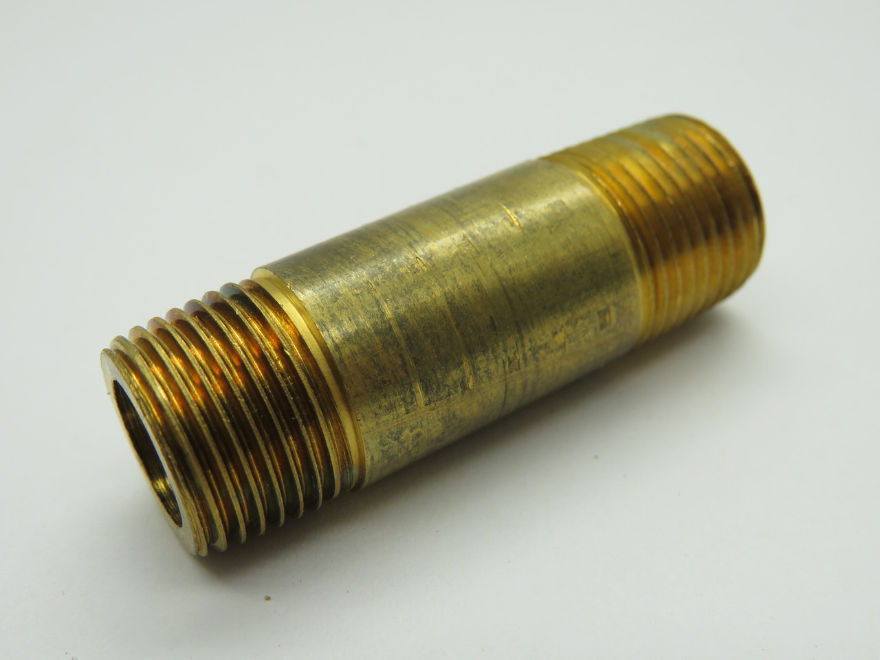 Generic Brass Pipe Nipple 3/8" Male NPT 2" Length Lot of 3 USED