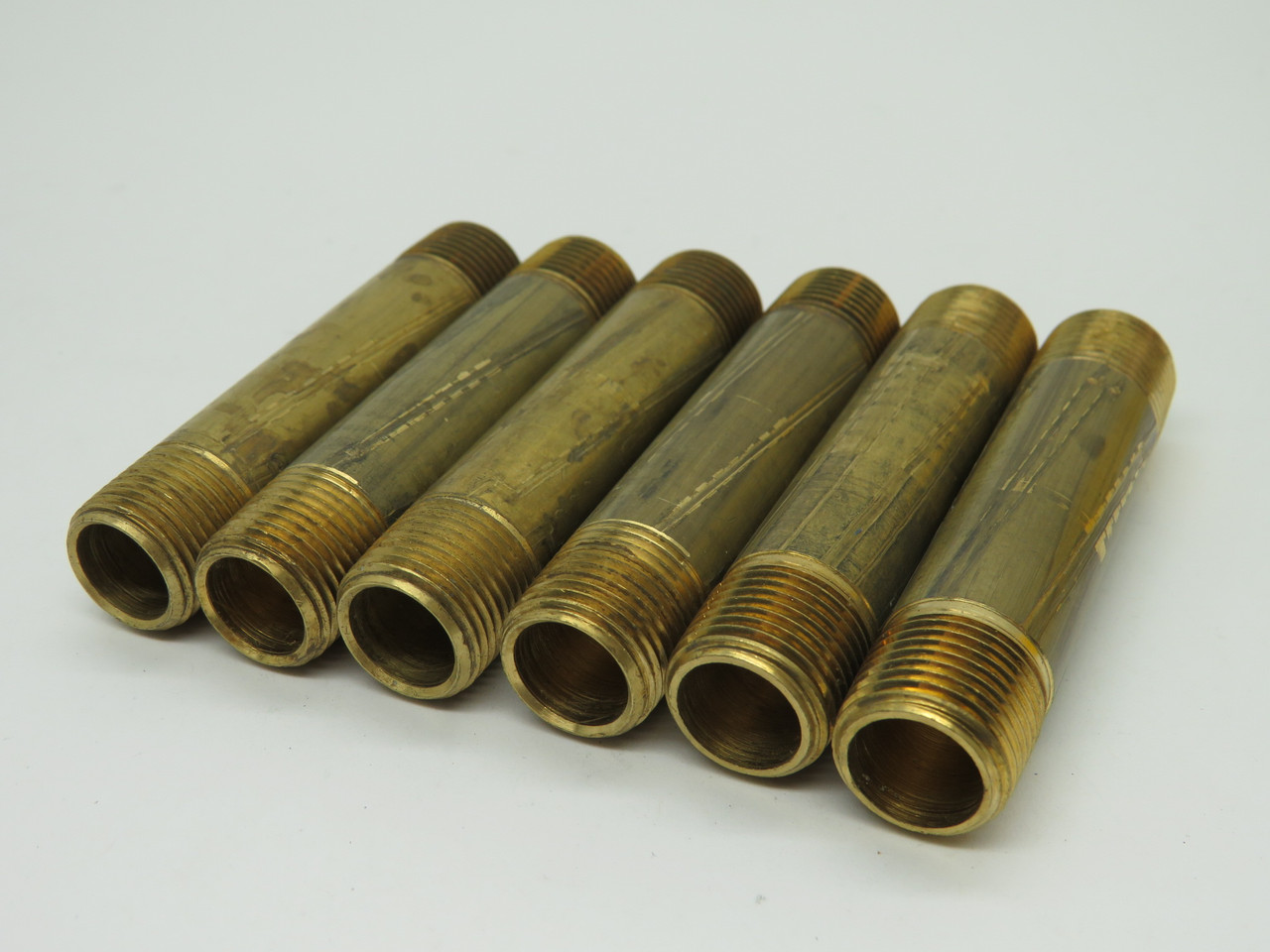 Generic Brass Pipe Nipple 3/8" Male NPT 3" Length Lot of 6 USED