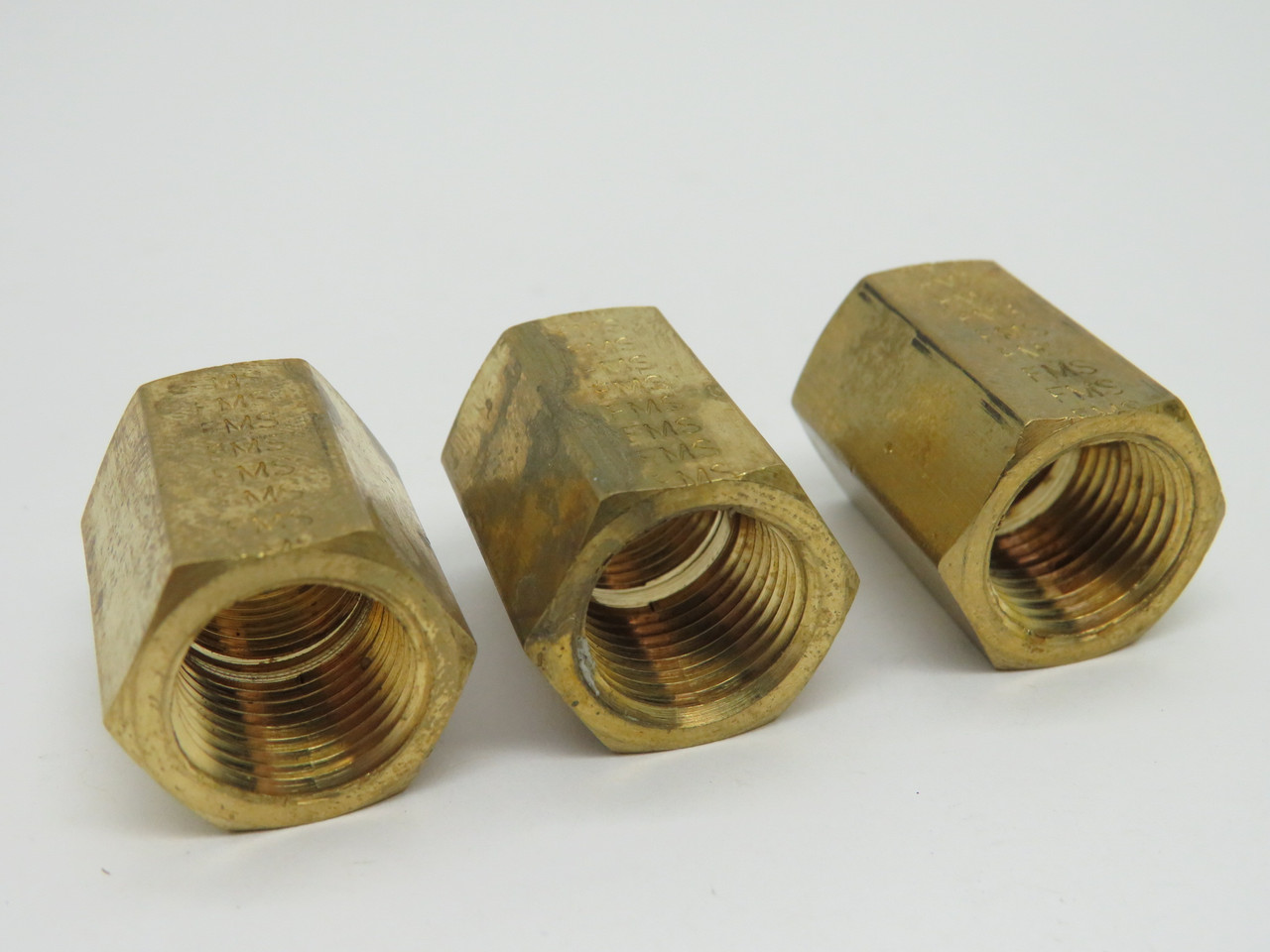 Generic Brass Pipe Coupling 3/8" x 3/8" Female NPT Hex Body Lot of 3 NOP