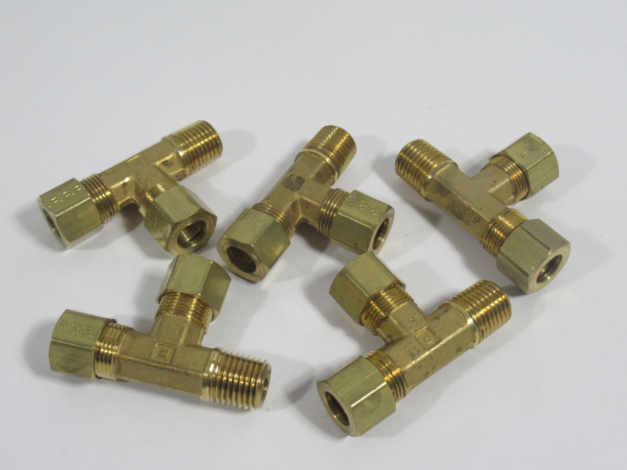 Parker 171C-6-4 Brass Compression Run Tee 3/8" Tube x 1/4" Male NPT Lot of 5 NOP