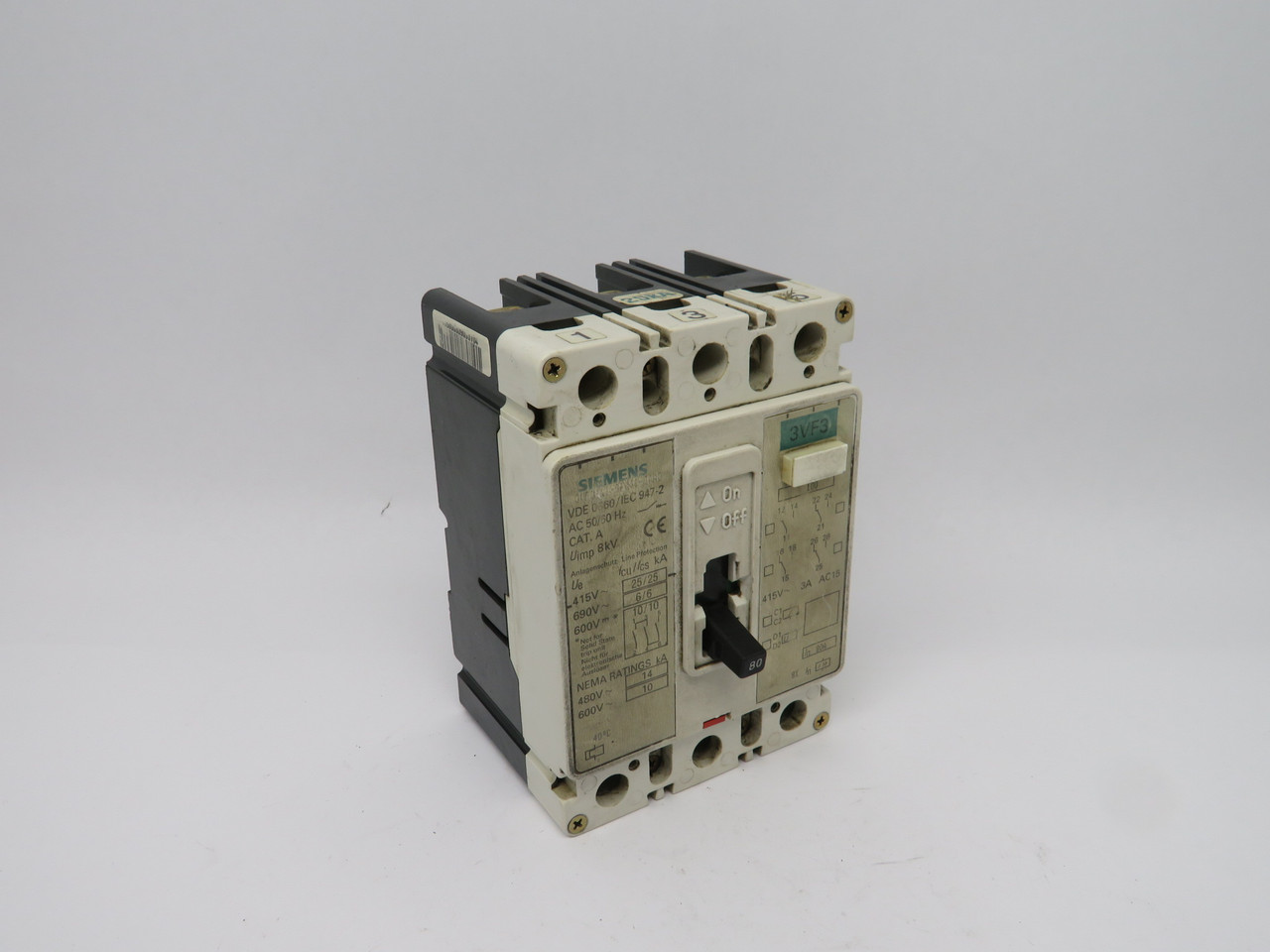 Siemens 3VF3111-0FQ41-0AA0 Circuit Breaker 80A 415V 3Pole 50/60Hz USED