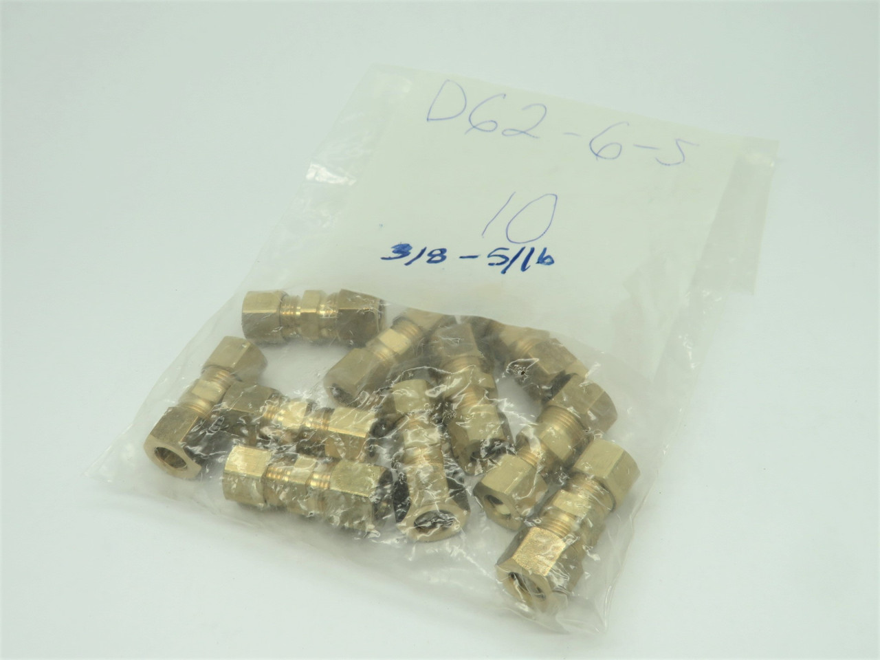 Paulin D62-6-5 Brass Compression Reducing Connector 3/8" x 5/16" Tube Lot/10 NOP