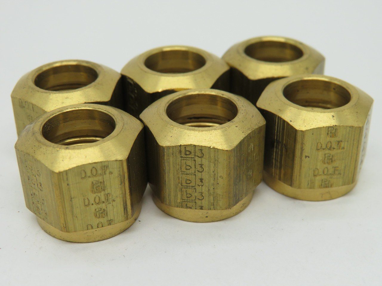 Parker 61NTA-8 Brass D.O.T. Compression Nut 1/2" Tube Lot of 6 USED