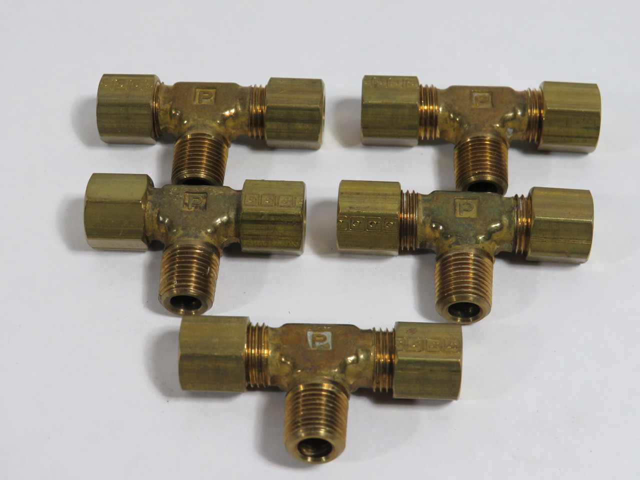 Parker 172C-4-2 Brass Compression Branch Tee 1/4" Tube x 1/8" MNPT Lot of 5 NOP