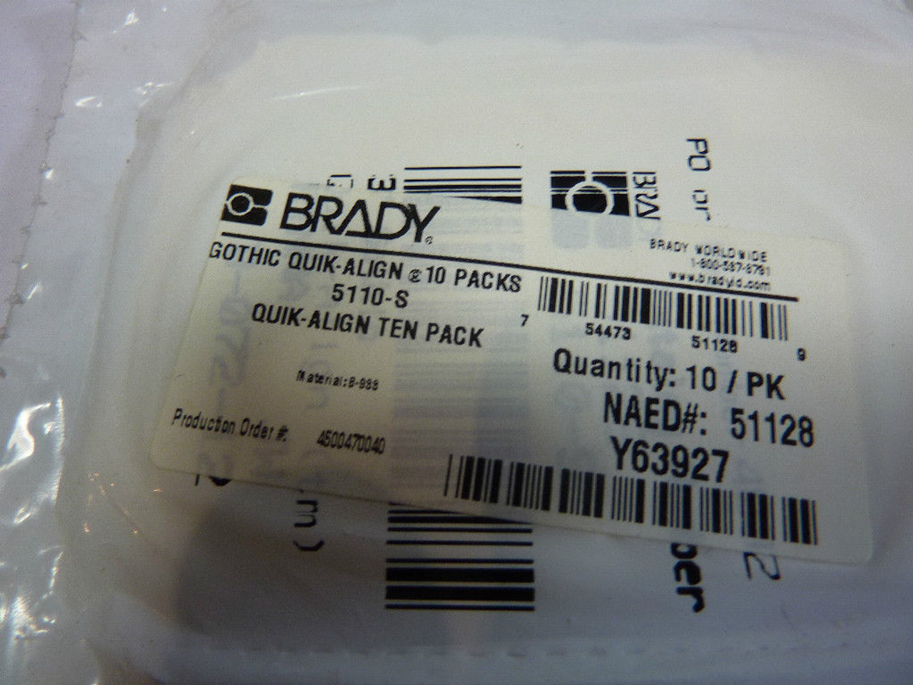 Brady 5110-S Quick Align Adhesive Ten Pack ! NEW !