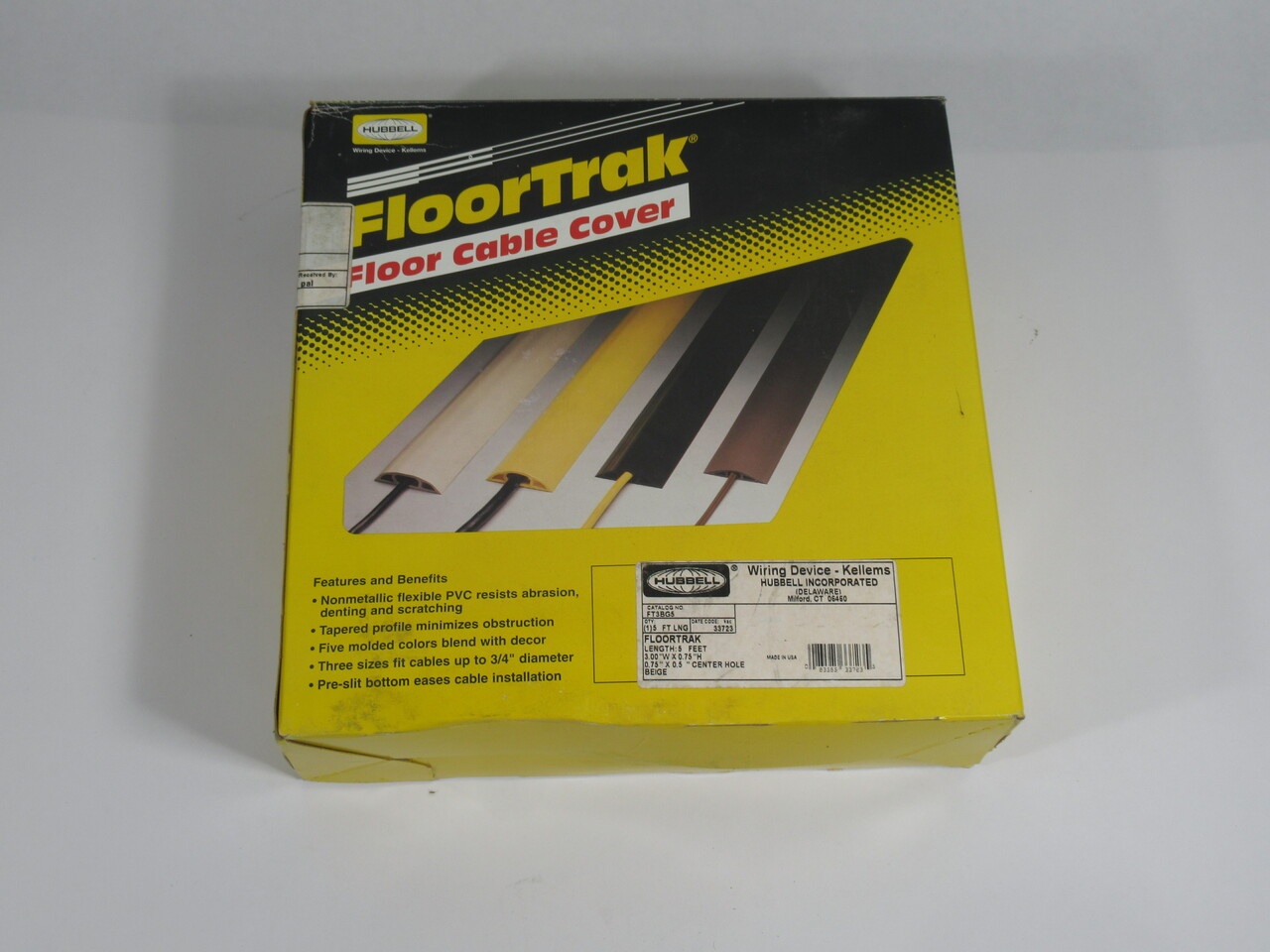 Hubbell FT3BG5 FloorTrak Flex Cable Cover Beige CUT 3' L x 3" W x 0.75" H USED