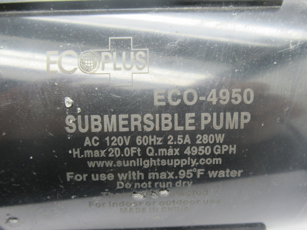 EcoPlus ECO-4950 Submersible Pump 120V 60Hz 2.5A 280W *Missing Accessories* USED
