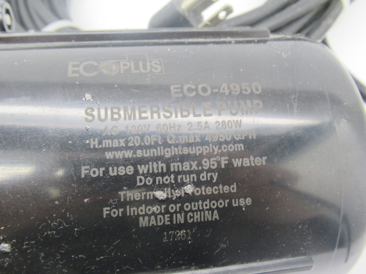 EcoPlus ECO-4950 Submersible Pump 120V 60Hz 2.5A 280W *Missing Accessories* USED