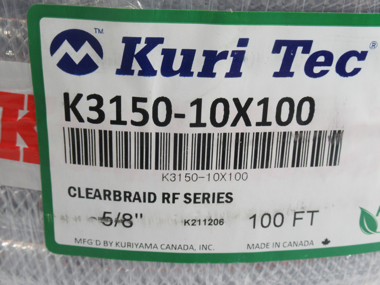 Kuri-Tec K3150-10X100 Clear Reinforced PVC Hose 5/8" x 100FT NEW