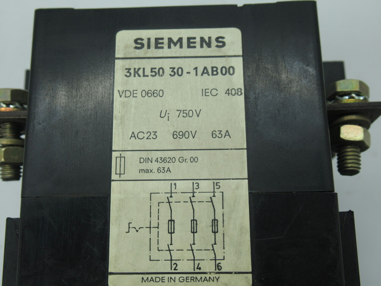 Siemens 3KL5030-1AB00 Disconnect Switch 63A 690V USED